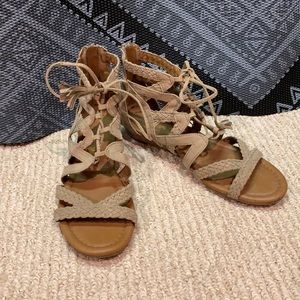 Tan wedge sandals size 7.5